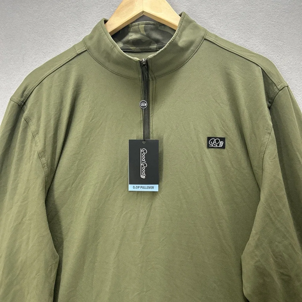 Good Good Golf Bunker 1/4 Q-Zip Long Sleeve Pullover Army Green Men 3XL NEW
